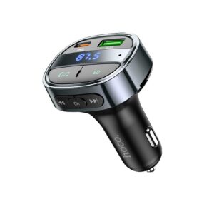 HOCO car charger USB A+ Type C with digital display + transmitter FM BT PD QC3.0 5A 30W E70 obsidian black