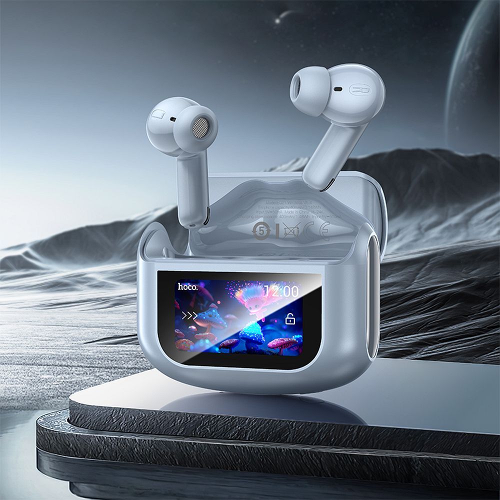 4b3e98b6e9c06922a16fae630e5bd1c8 HOCO wireless earphones bluetooth with touch screen TWS ANC + ENC EQ21 blue star