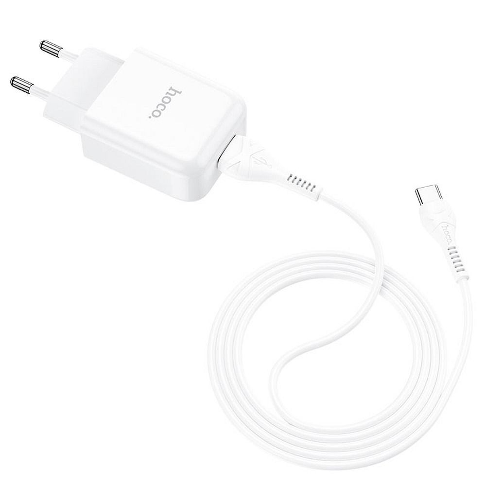 HOCO travel charger USB A + cable USB A to Type C 2.1A N2 white