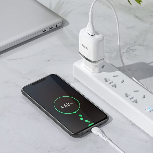 HOCO travel charger USB A + cable USB A to Micro USB QC3.0 3A 18W N3 white