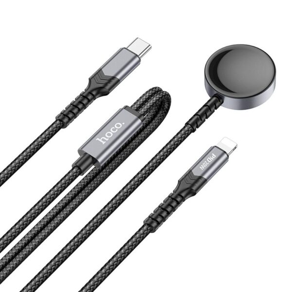 EOL HOCO wireless charger 2in1 Type C for Apple Watch + charging cable Lightning PD QC 3A CW54 1,2 m black
