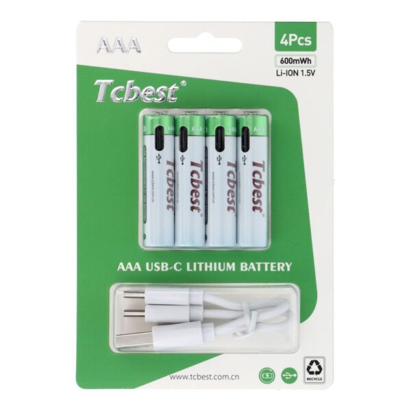 4dbf7ea70e3af8ab9df81eaa665a8d3b TCBEST rechargable battery R3 (AAA) 400 mAh with socket Type C + cable USB A to 4 x Type C 4 pcs