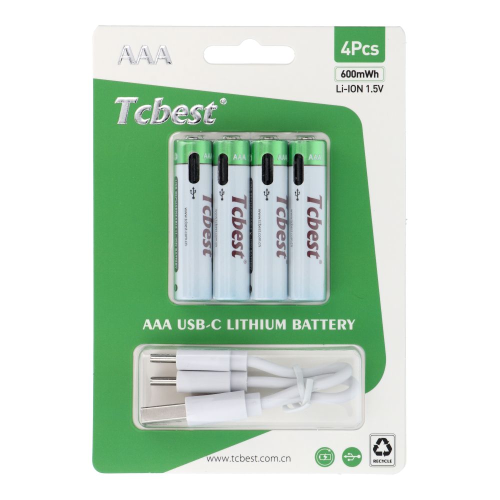 4dbf7ea70e3af8ab9df81eaa665a8d3b TCBEST rechargable battery R3 (AAA) 400 mAh with socket Type C + cable USB A to 4 x Type C 4 pcs