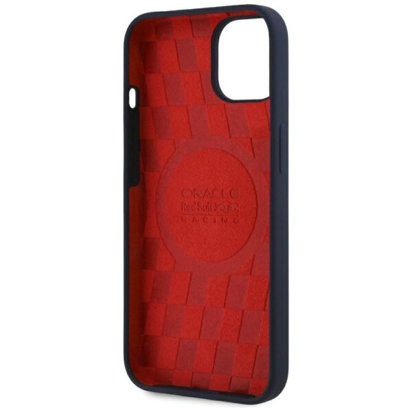 RED BULL case for IPHONE 15 compatible with MagSafe RBHMP15S24SIOLVR (Silicone ORBR20 Logo Red Lining) navy