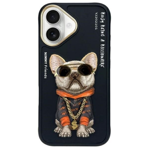 4ee83502f8bac151f49315b8e62f17b7 NIMMY case GLASSES COOL DOG for IPHONE 16 black