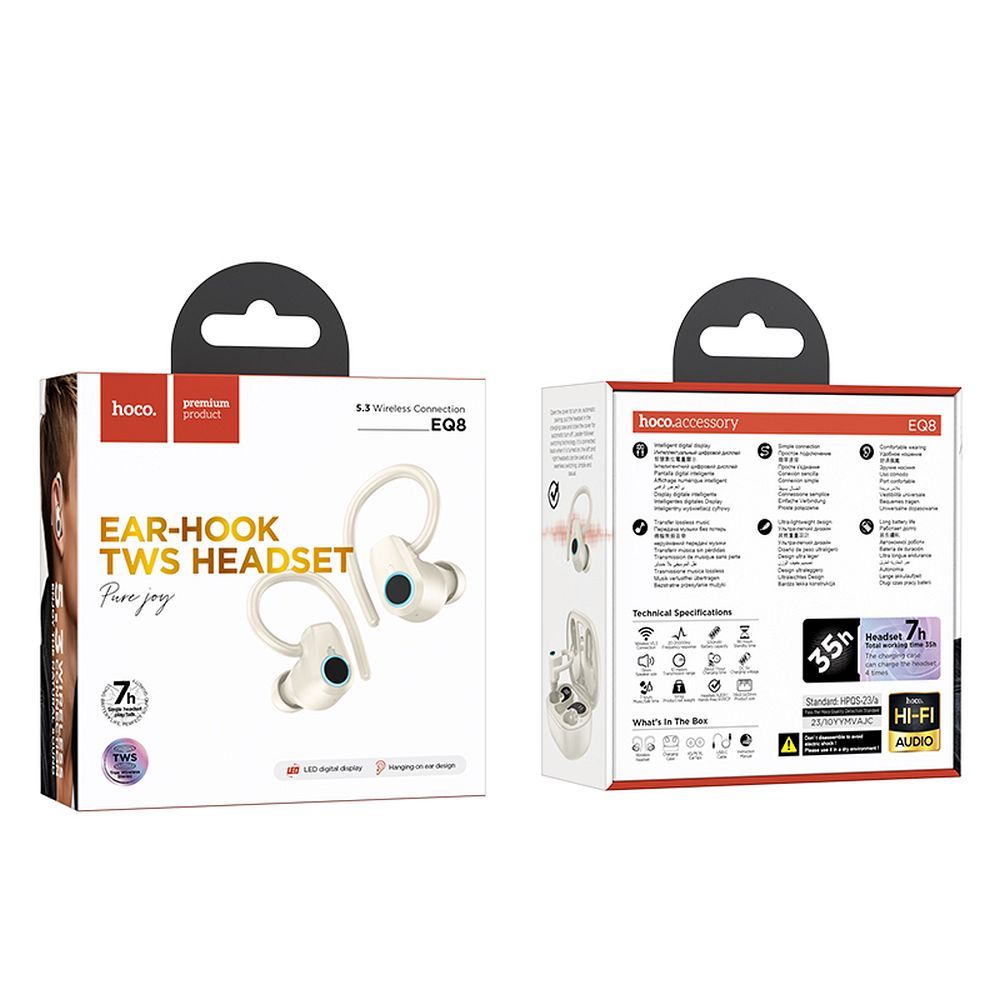 EOL HOCO wireless bluetooth earphones TWS EQ8 milky white
