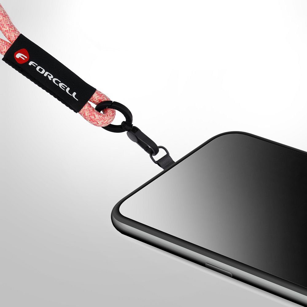 FORCELL F-DESIGN R10X40 wrist phone lanyard with adjustable length (max 20cm in the loop) pink white