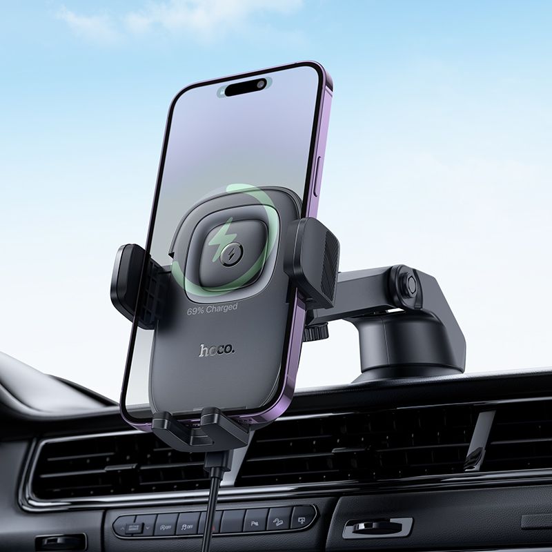 Car phone holder induction Hoco 15W center console HW32 black