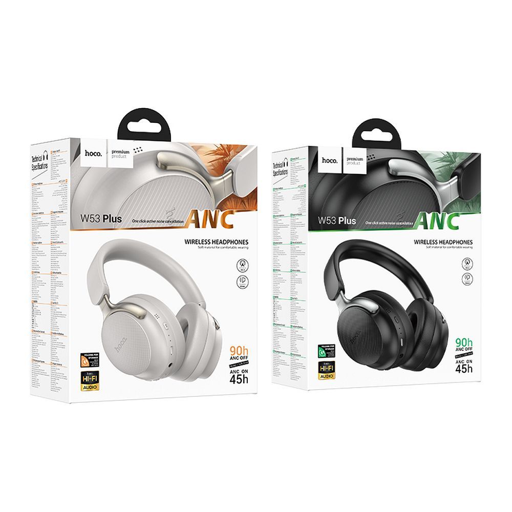 50ded081319bbe63a5adfbd36dbae64f HOCO wireless headphones bluetooth ANC W53 Plus gray