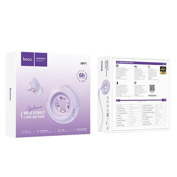 HOCO wireless earphones purpletooth TWS EW71 purple