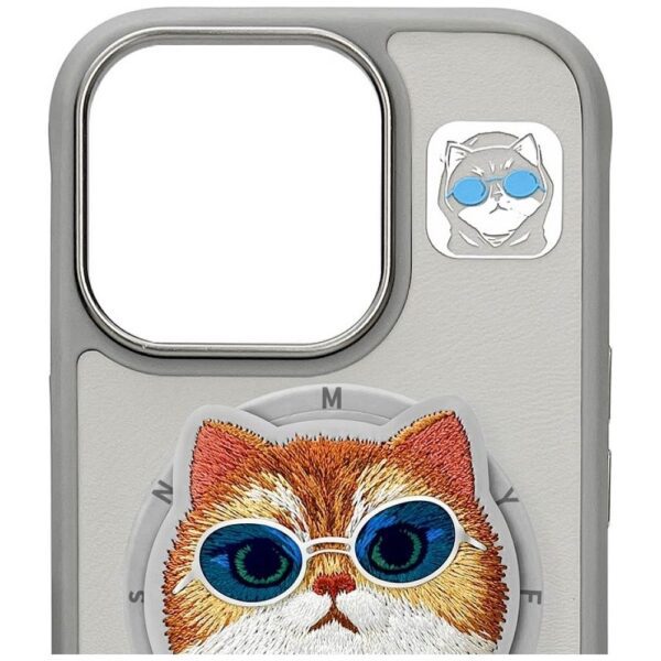 NIMMY case GLASSES COOL CAT compatible with MagSafe for IPHONE 16 Pro Max gray