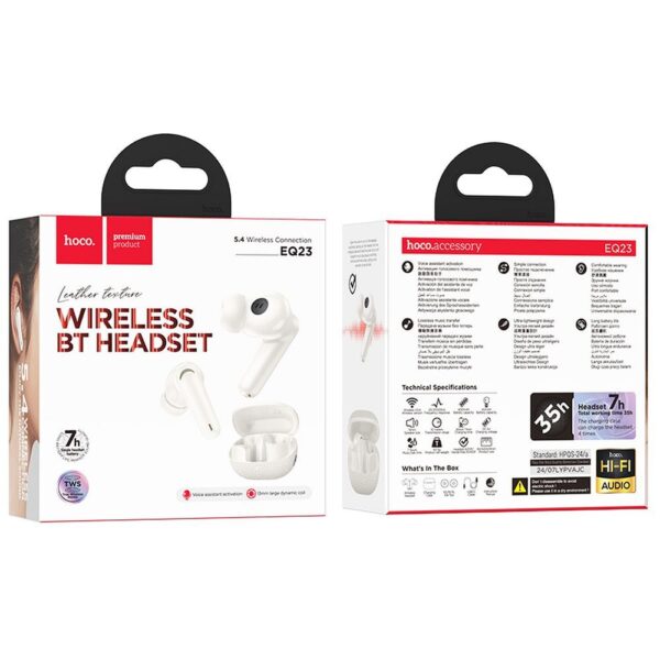 EOL HOCO wireless earphones bluetooth TWS EQ23 milky white