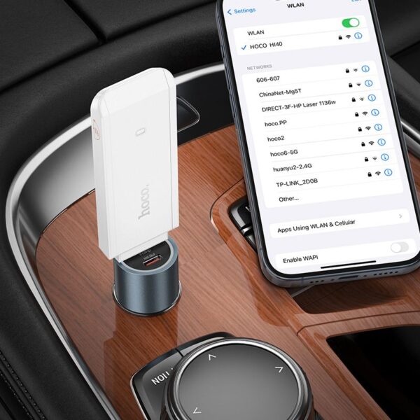 Portable wireless router USB A Hoco WiFi HI40 white