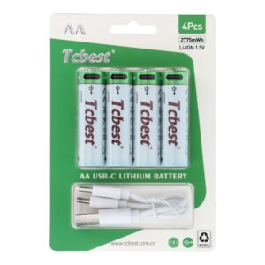 586dbb586fce60fb64c99a8114776080 TCBEST rechargable battery R6 (AA) 1850 mAh with socket Type C + cable USB A to 4 x Type C 4 pcs