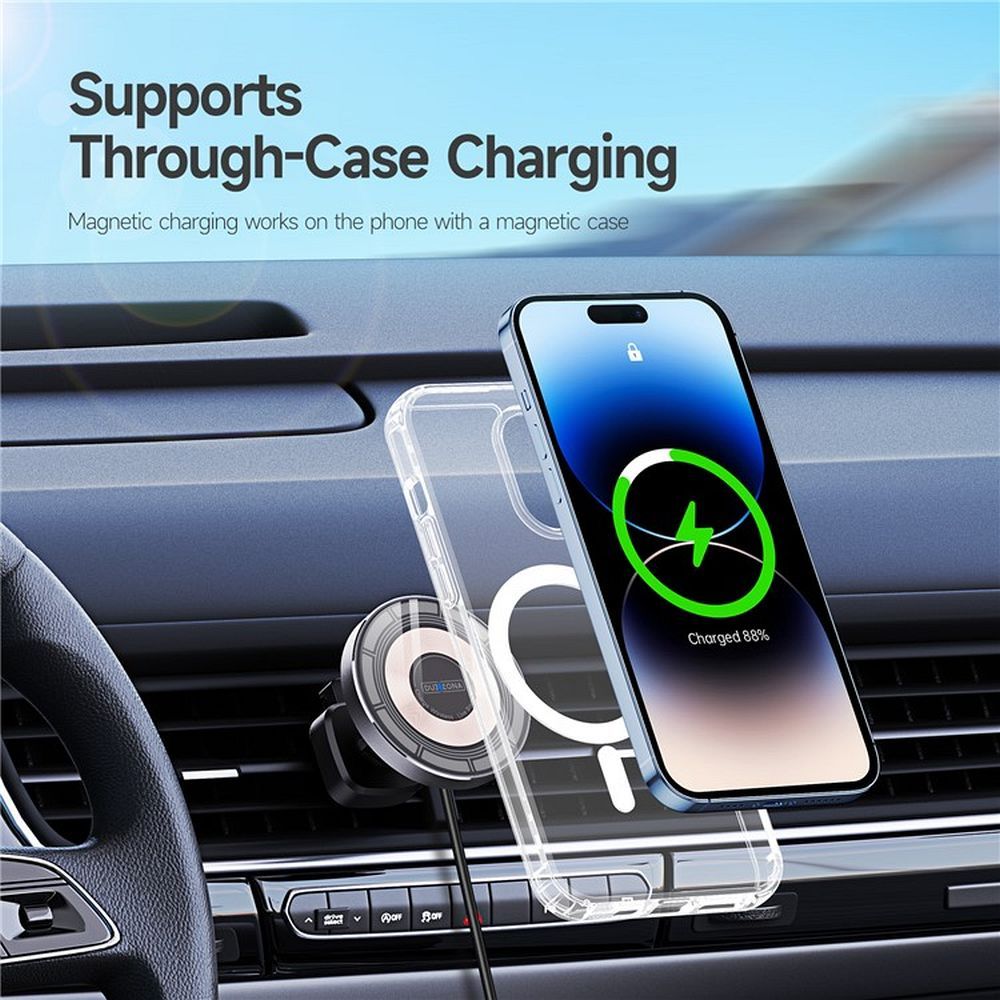 DUZZONA car holder with wireless charging for air vet compatible with MagSafe 15W V2 black