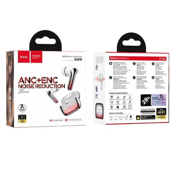 HOCO wireless earphones bluetooth TWS ANC + ENC EQ16 red glaze
