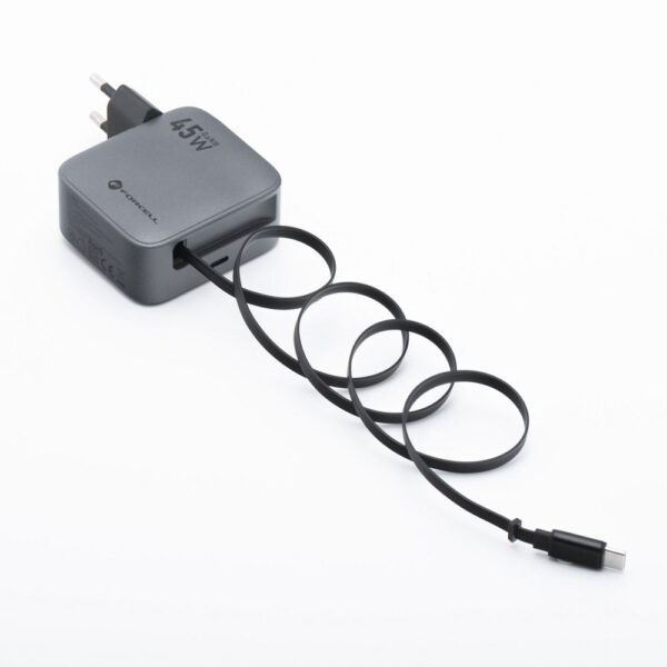 FORCELL F-ENERGY GaN III VT-R5 travel charger with retractable cable Type C and Type C charging port PD QC4.0 3A 45W gray