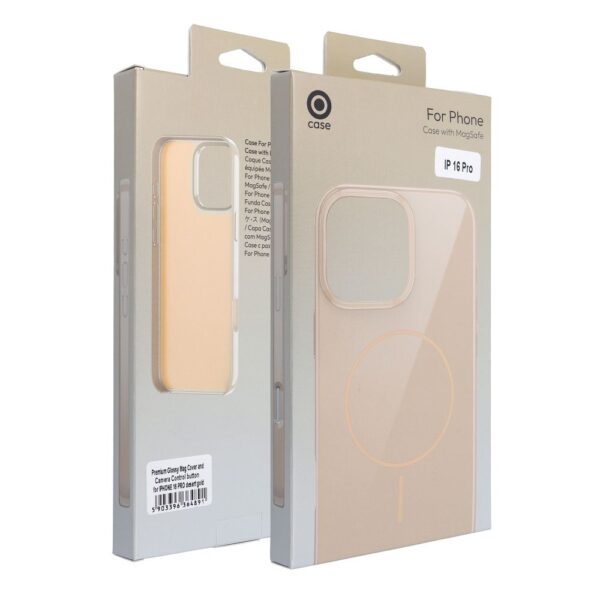 Premium Glossy Mag Cover compatible with MagSafe and Camera Control button for IPHONE 16 PLUS desert gold