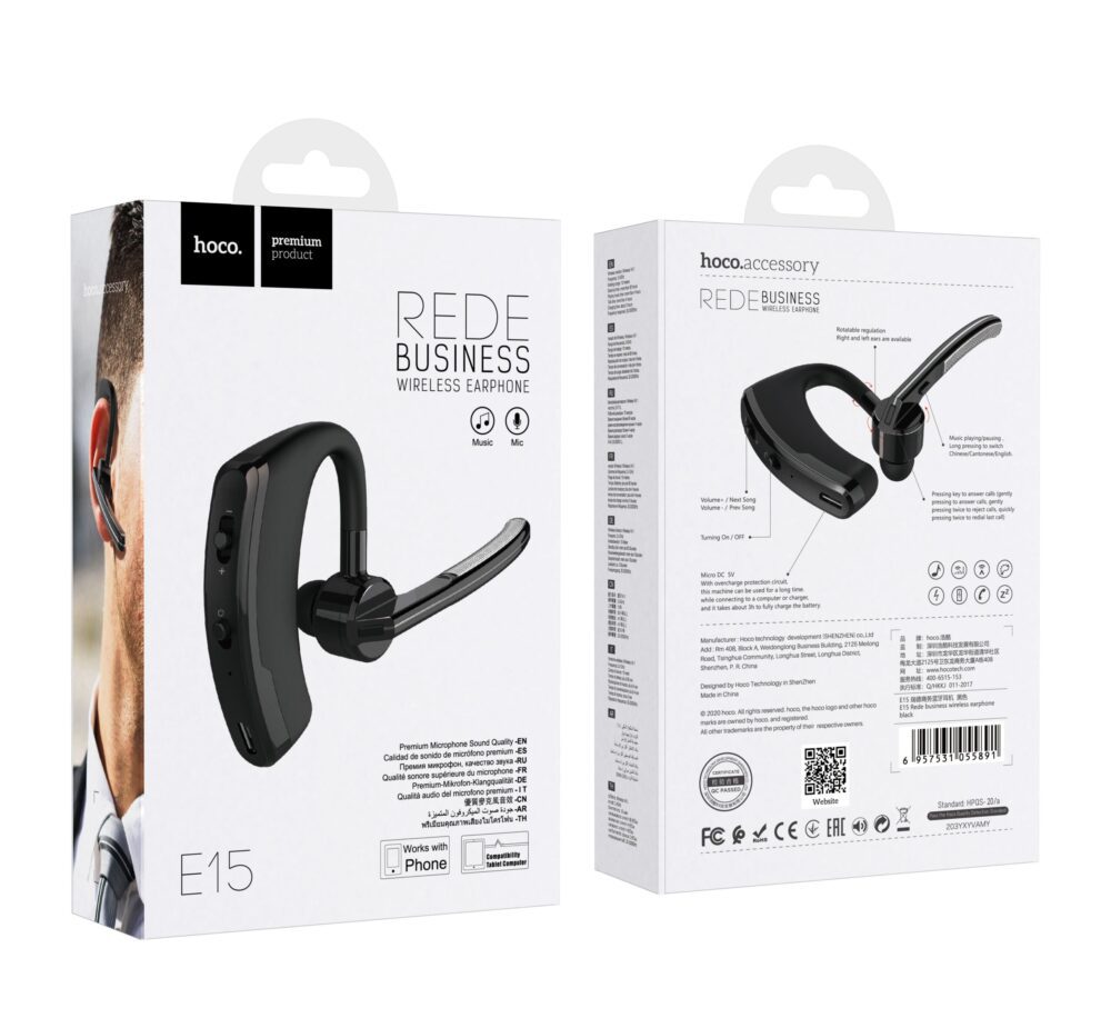 EOL HOCO wireless bluetooth headset E15 black