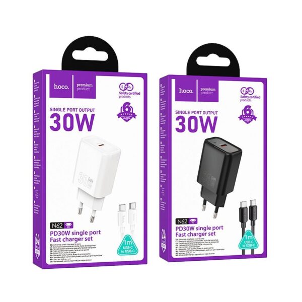 HOCO wall charger Type C + cable Type C to Type C PD QC 30W N62 black
