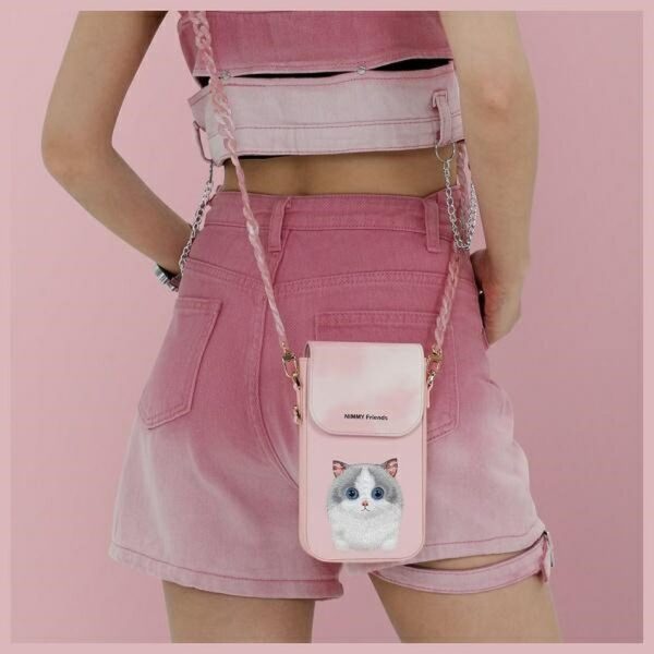 NIMMY phone bag BIG EYED PET 2.0 Cat pink