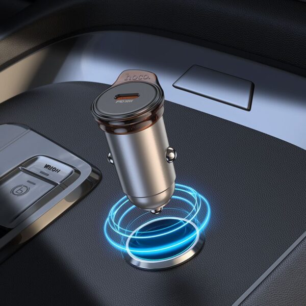 HOCO car charger Type C + cable Type C to Lightning PD QC 30W NZ16 metal gray