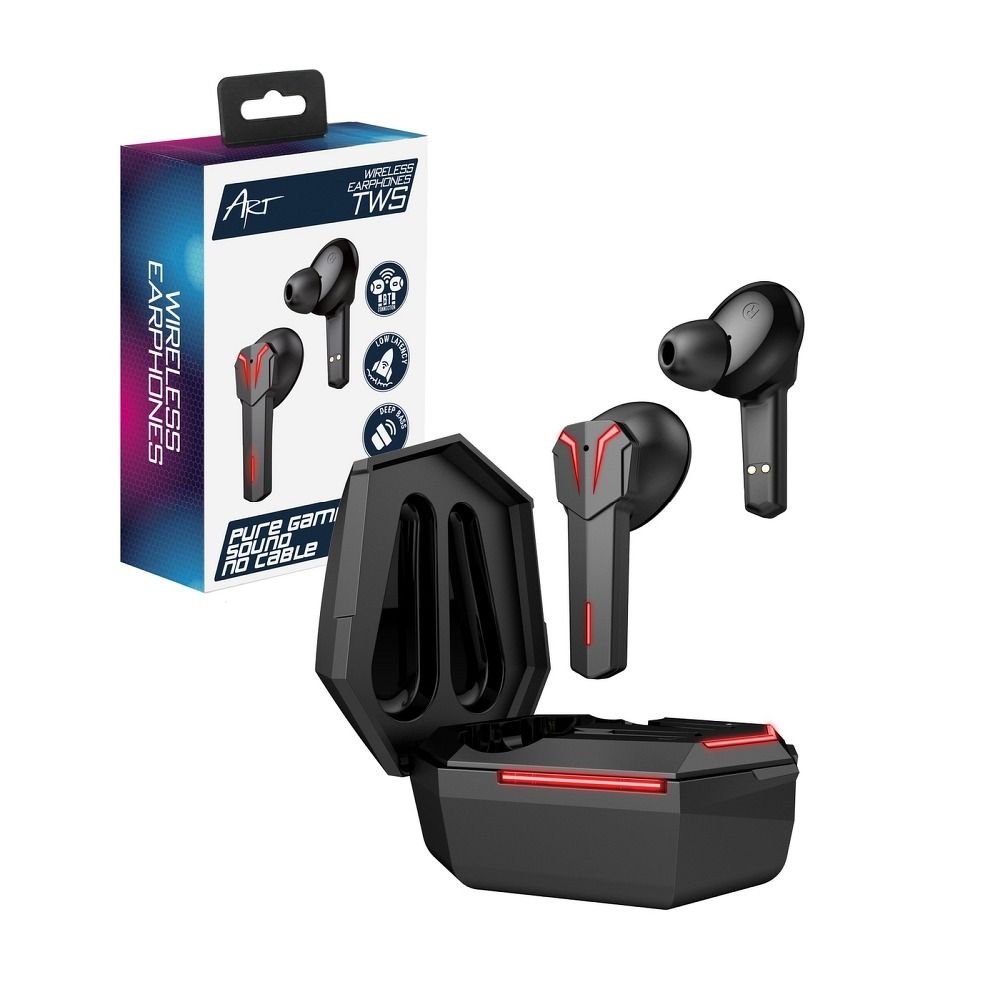 656f3b73584425568e7470a56305db6a ART wireless earphones bluetooth gaming TWS + docking station Type C AP-TW-G10 black