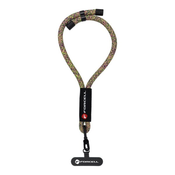 FORCELL F-DESIGN R10X40 wrist phone lanyard with adjustable length (max 20cm in the loop) green pink purple