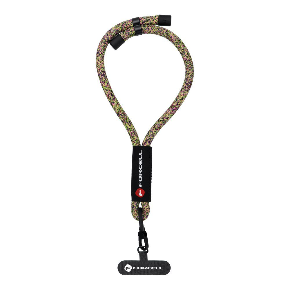 FORCELL F-DESIGN R10X40 wrist phone lanyard with adjustable length (max 20cm in the loop) green pink purple