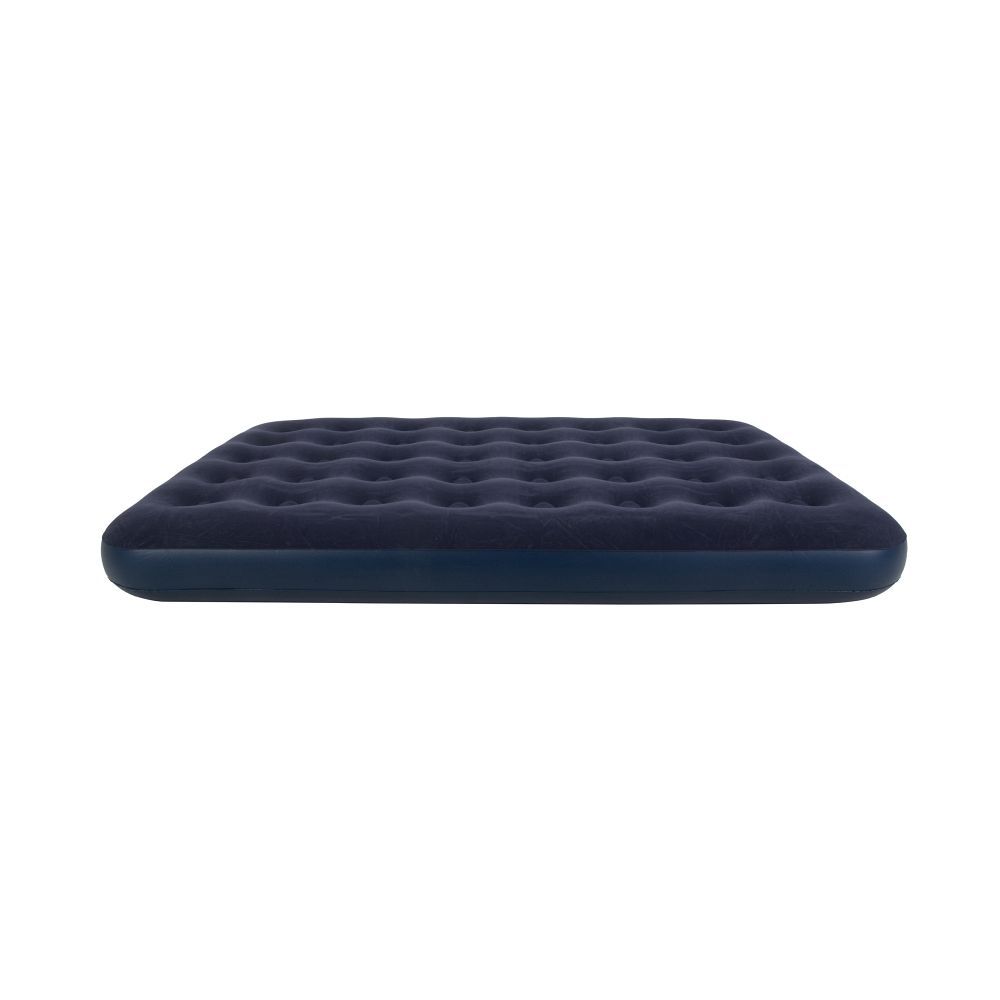 Inflatable double travel mattress with velvet finish + inflating pump 67002 blue