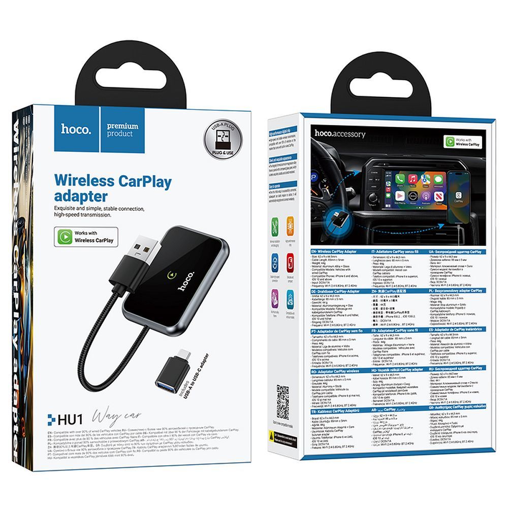 Wireless CarPlay adapter Hoco USB A / USB C HU1 black