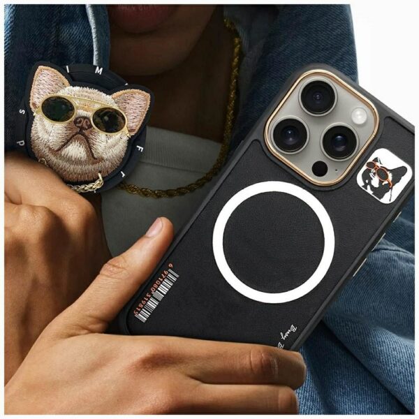 6ada76156e09491a0978810724a8f74d NIMMY case GLASSES COOL DOG compatible with MagSafe for IPHONE 16 Pro black