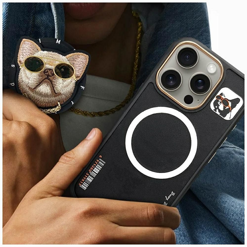 6ada76156e09491a0978810724a8f74d NIMMY case GLASSES COOL DOG compatible with MagSafe for IPHONE 16 Pro black