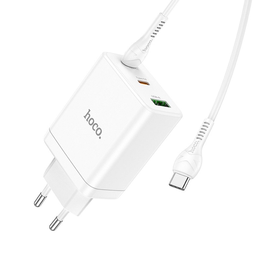 HOCO charger 2 x Type C + USB A + cable Type C to Type C PD QC3.0 3A 35W N33 white