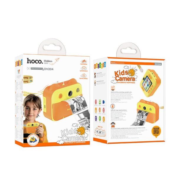 Digital kids camera with printer and selfie function Hoco 2,4" DV204 yellow