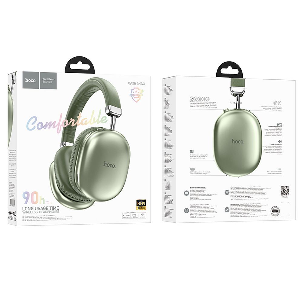 6d247abe2d33c6faba591360c5c7f09b HOCO wireless bluetooth headphones W35 Max green