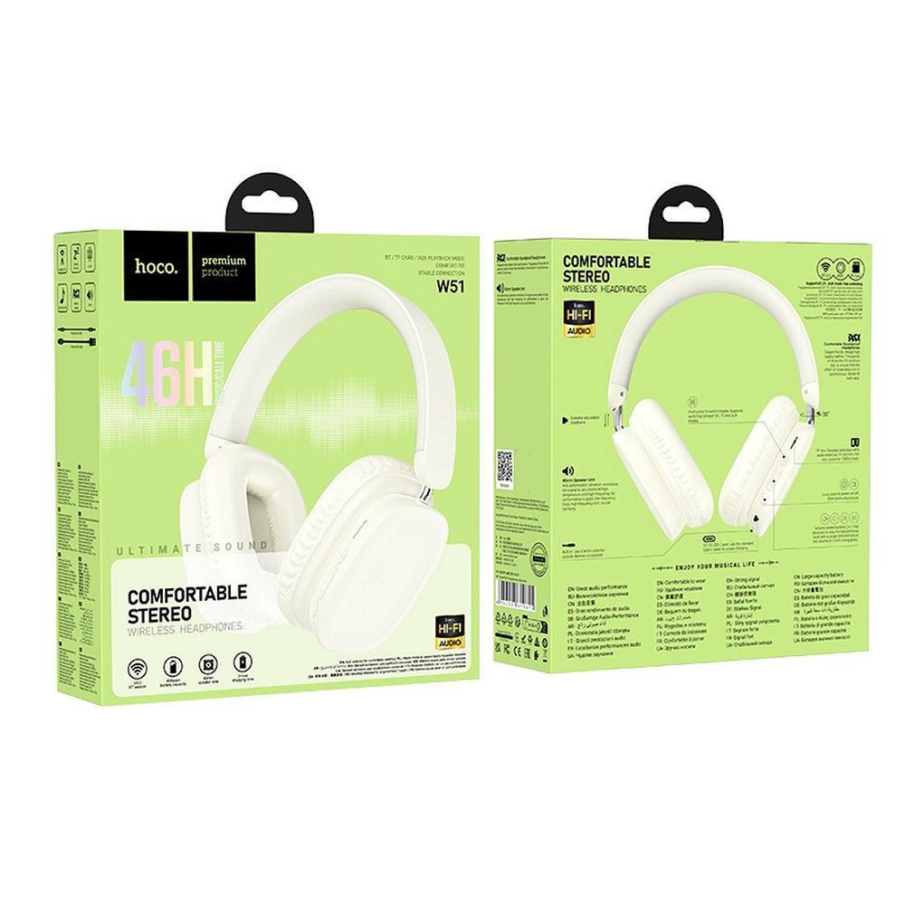 HOCO wireless headphones bluetooth W51 milky white