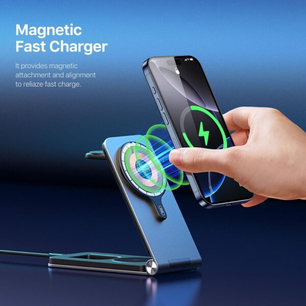 DUZZONA foldable wireless charger 3in1 compatible with MagSafe 15W W22 black