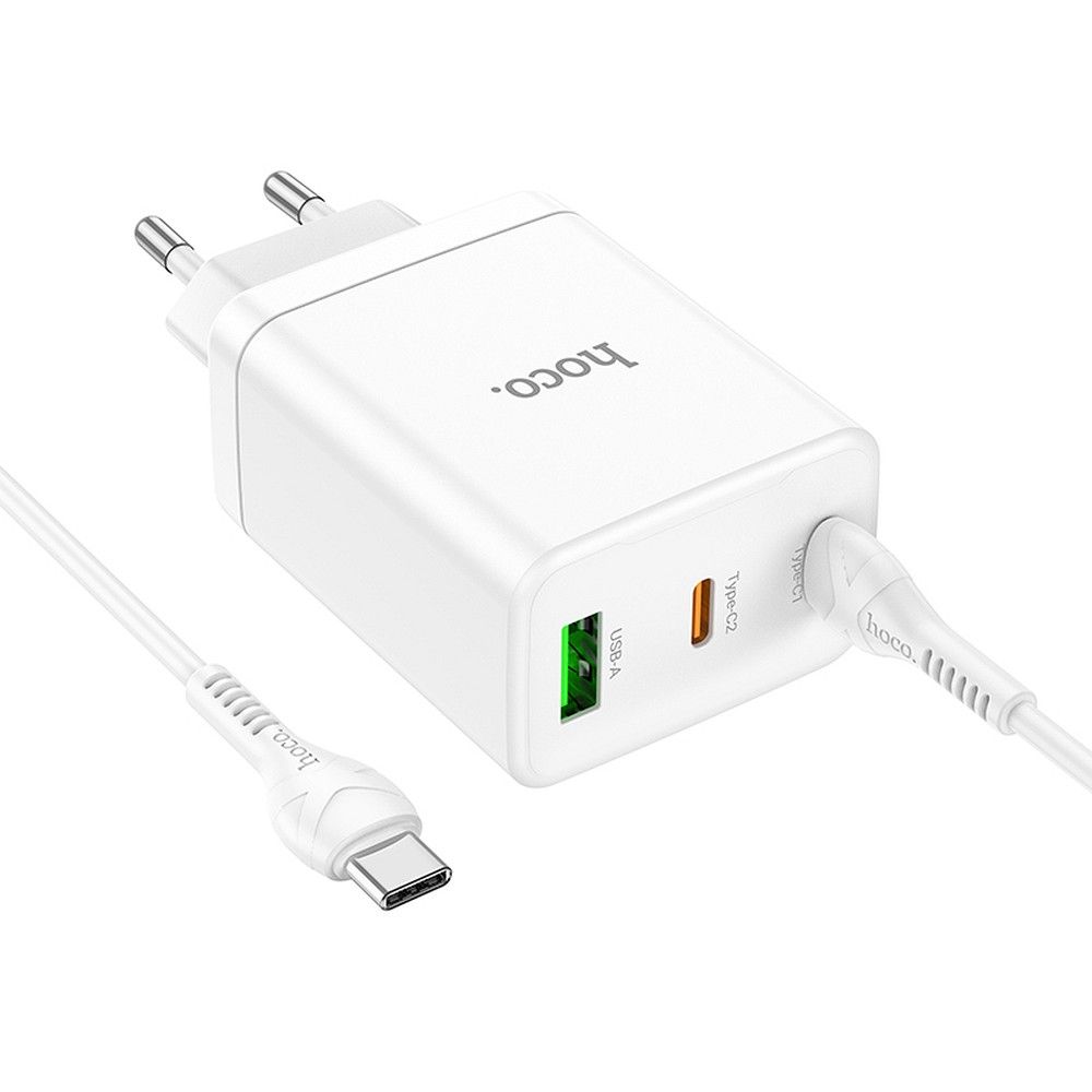 HOCO charger 2 x Type C + USB A + cable Type C to Type C PD QC3.0 3A 35W N33 white
