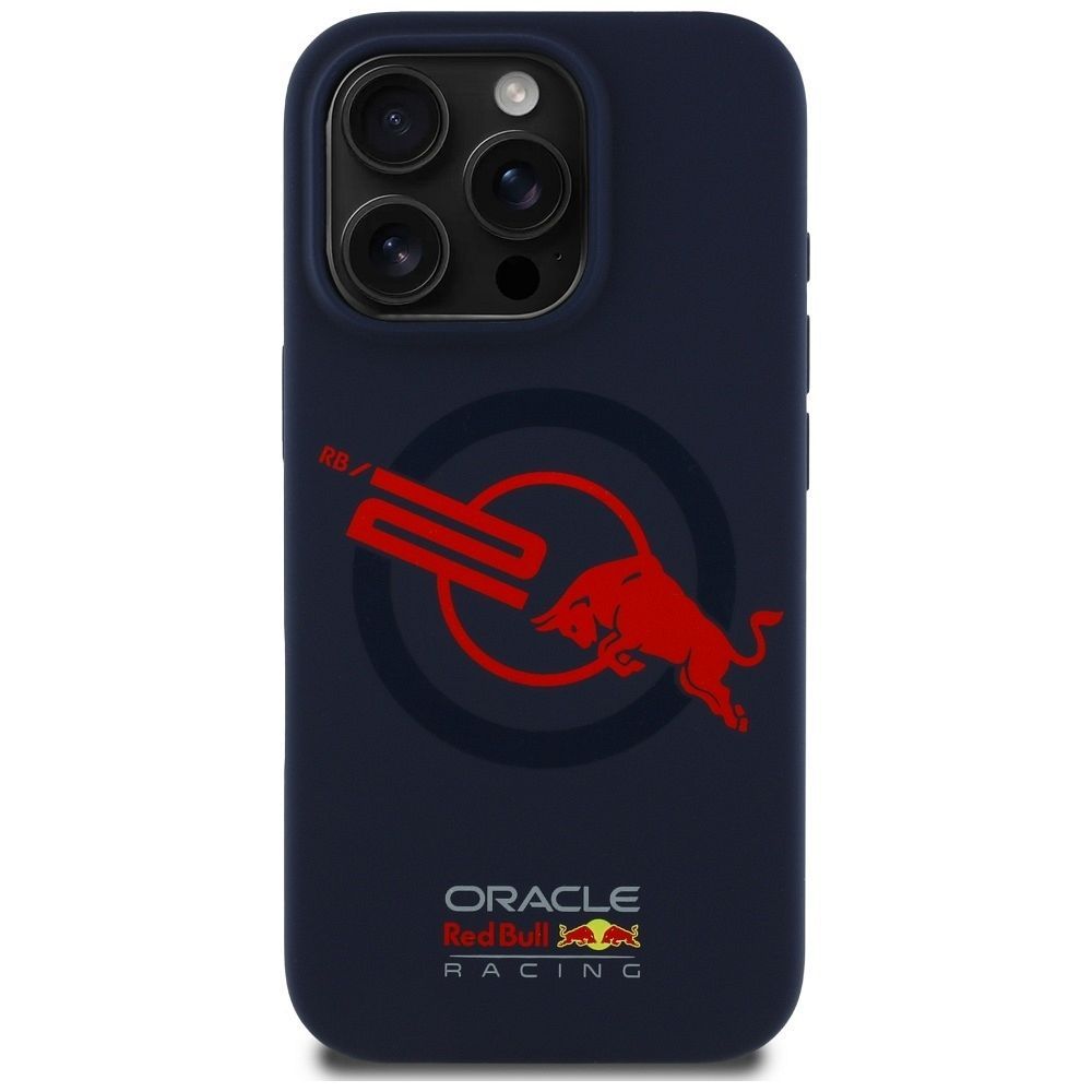 RED BULL case for IPHONE 16 Pro Max compatible with MagSafe RBHMP16X24SIOLVR (Silicone ORBR20 Logo Red Lining) navy