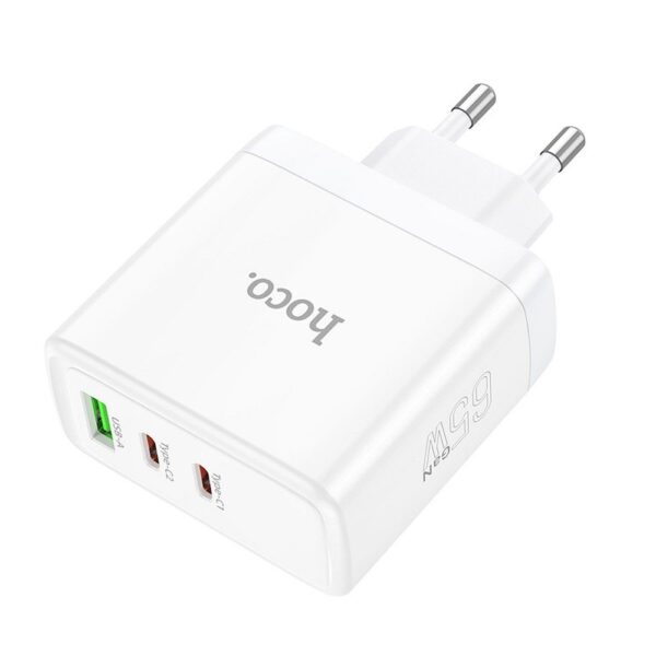 HOCO wall charger 2 x Type C + USB A QC PD 65W GaN N30 white