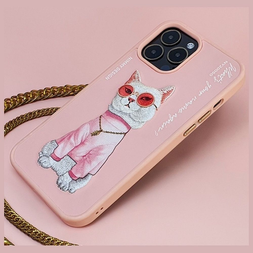 NIMMY case GLASSES COOL CAT for IPHONE 15 Pro pink