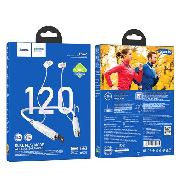 713d59d8d4a5898460b1acd15e2bb178 HOCO wireless earphones bluetooth neck-hang ES62 grey