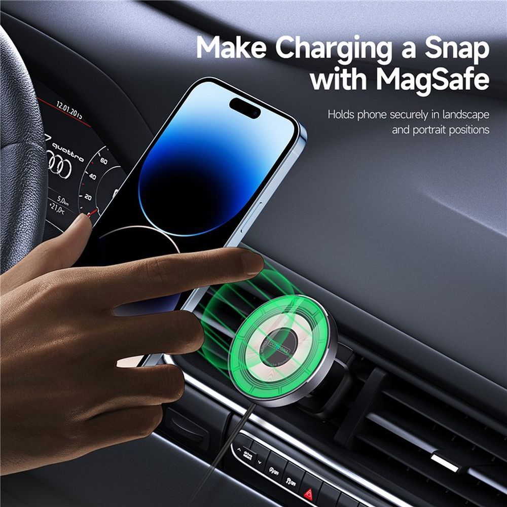 DUZZONA car holder with wireless charging for air vet compatible with MagSafe 15W V2 black