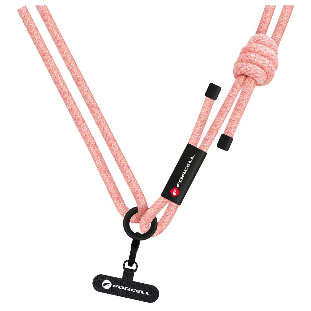 FORCELL F-DESIGN S10X165 crossbody phone lanyard with adjustable length (max 82,5cm in the loop) pink white