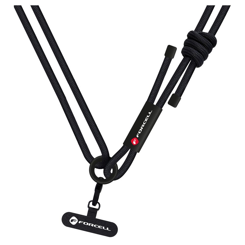 FORCELL F-DESIGN S10X165 crossbody phone lanyard with adjustable length (max 82,5cm in the loop) black