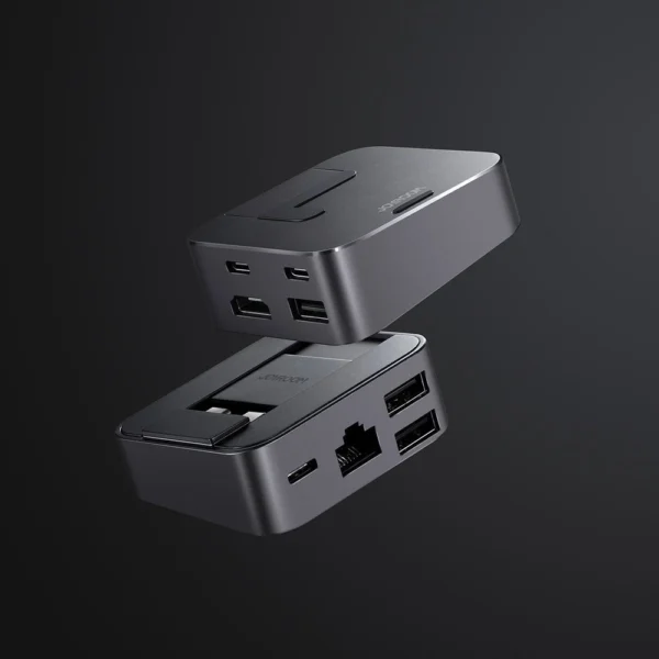 Joyroom HUB S-H121 USB-C - USB-A 3.0 / RJ45 / HDMI / USB-C / Thunderbolt cradle for MacBook Pro - grayeng