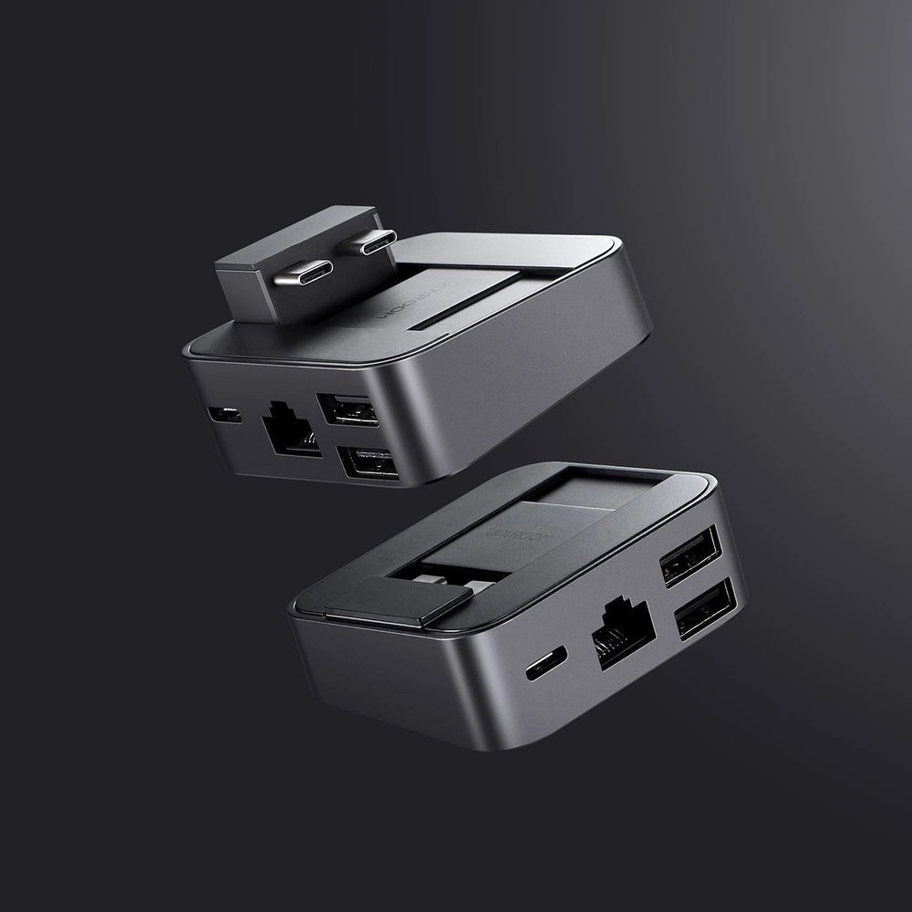 Joyroom HUB S-H121 USB-C - USB-A 3.0 / RJ45 / HDMI / USB-C / Thunderbolt cradle for MacBook Pro - grayeng