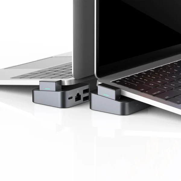 Joyroom HUB S-H121 USB-C - USB-A 3.0 / RJ45 / HDMI / USB-C / Thunderbolt cradle for MacBook Pro - grayeng