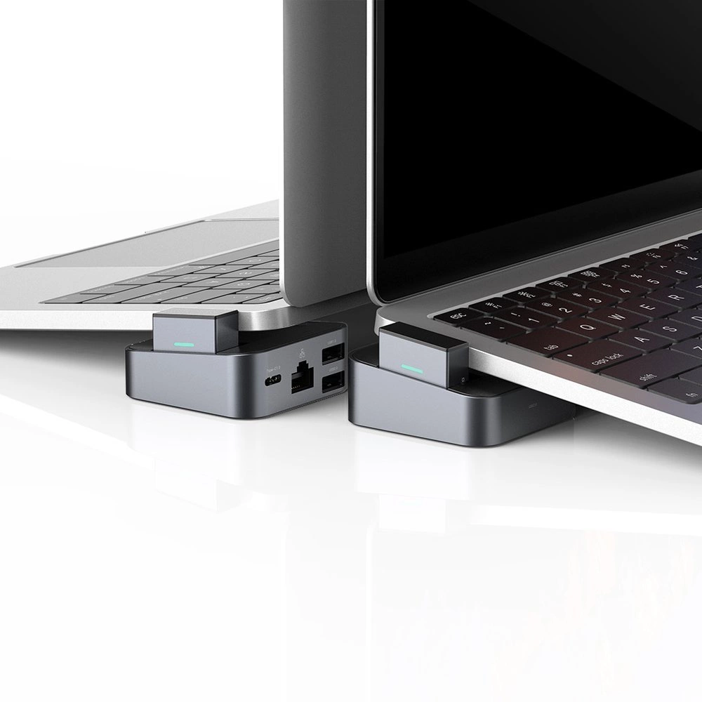 Joyroom HUB S-H121 USB-C - USB-A 3.0 / RJ45 / HDMI / USB-C / Thunderbolt cradle for MacBook Pro - grayeng